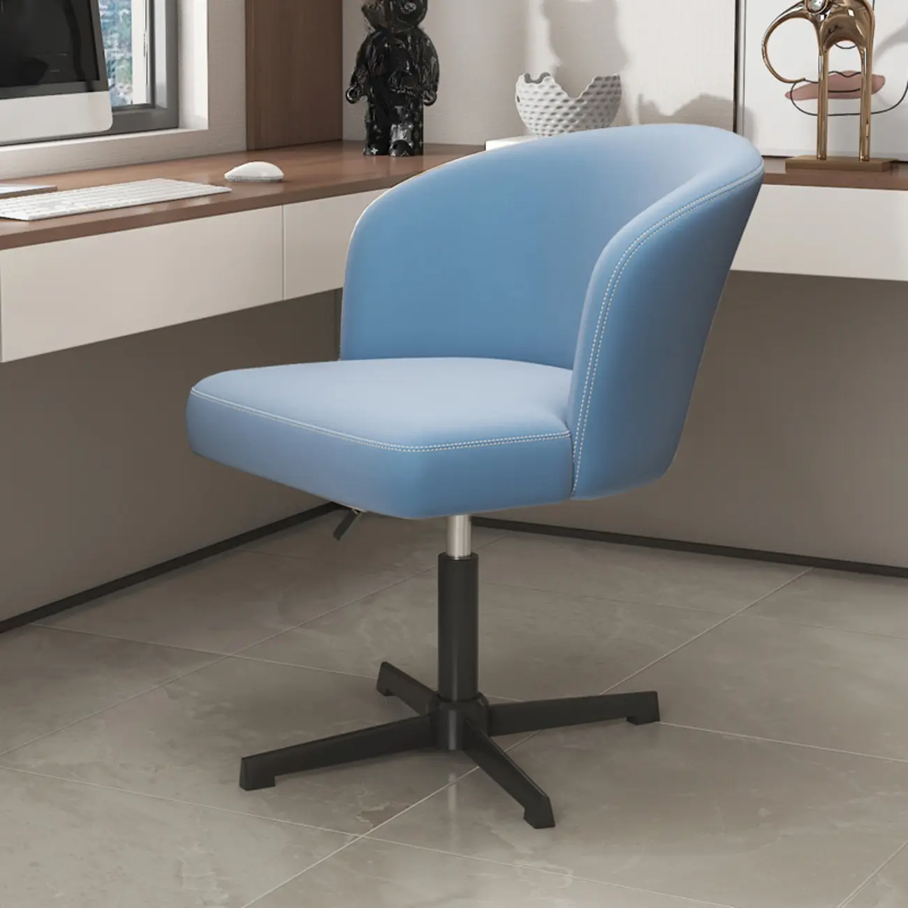 Elegant Orange Leather Swivel Office Chair Image - 18 | homeyfad