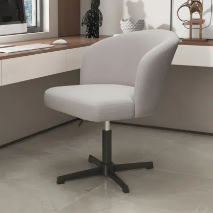 Elegant Orange Leather Swivel Office Chair Image - 20