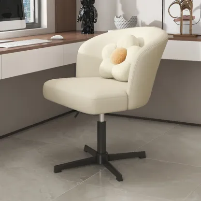Elegant Orange Leather Swivel Office Chair Image - 3