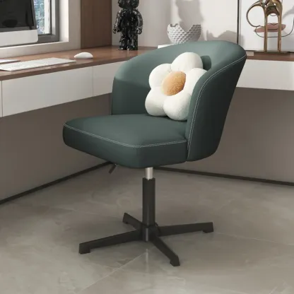 Elegant Orange Leather Swivel Office Chair Image - 21