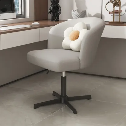 Elegant Orange Leather Swivel Office Chair Image - 4