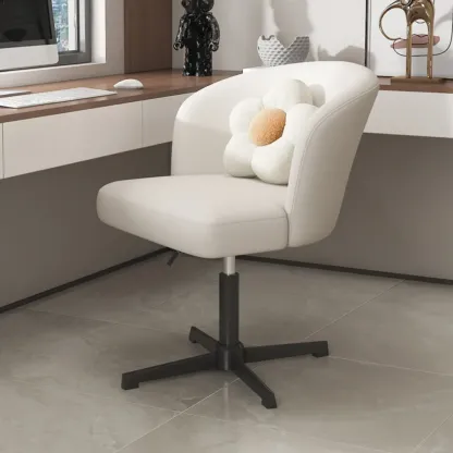 Elegant Orange Leather Swivel Office Chair Image - 23