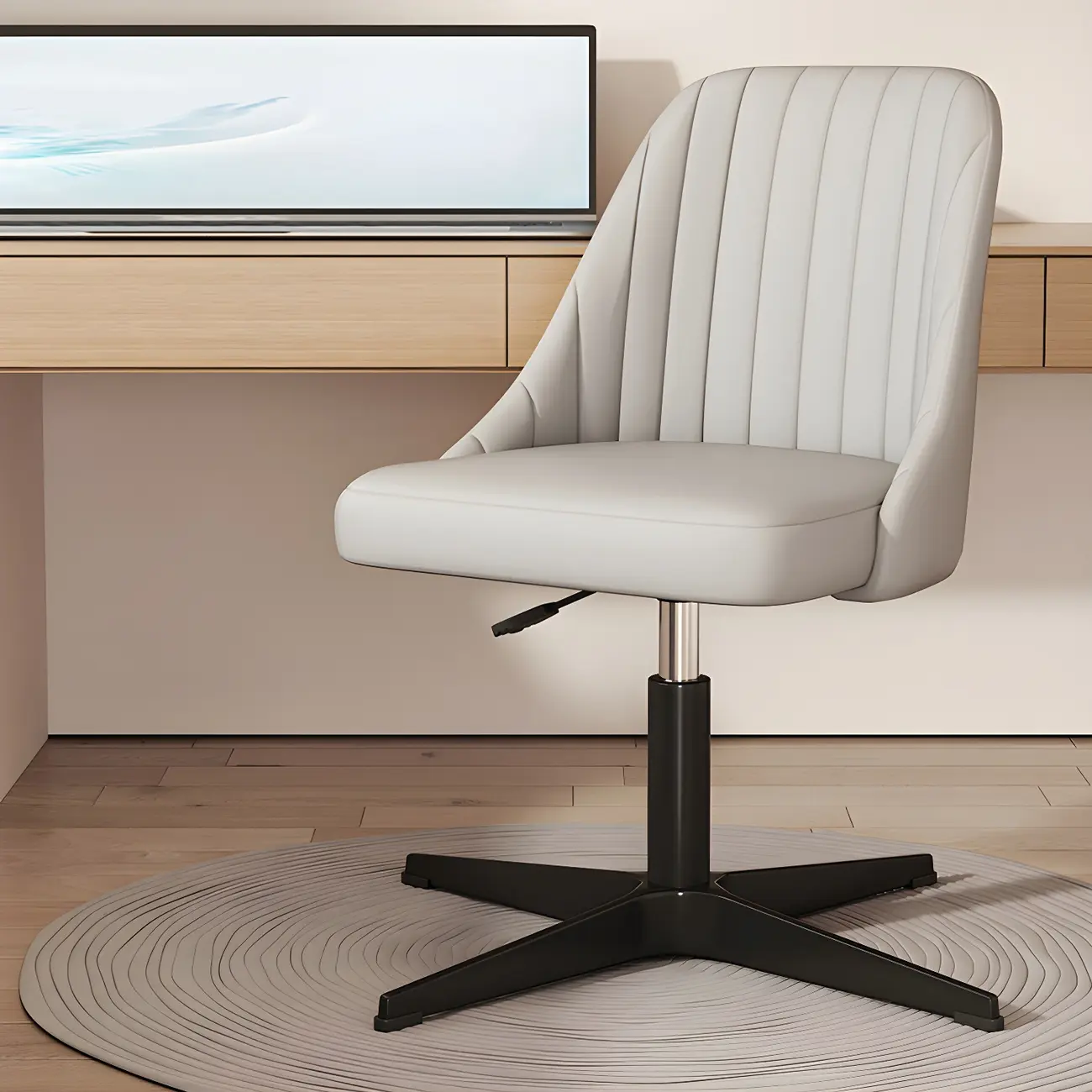 Modern Beige Adjustable Swivel Office Chair Image - 2 | homeyfad
