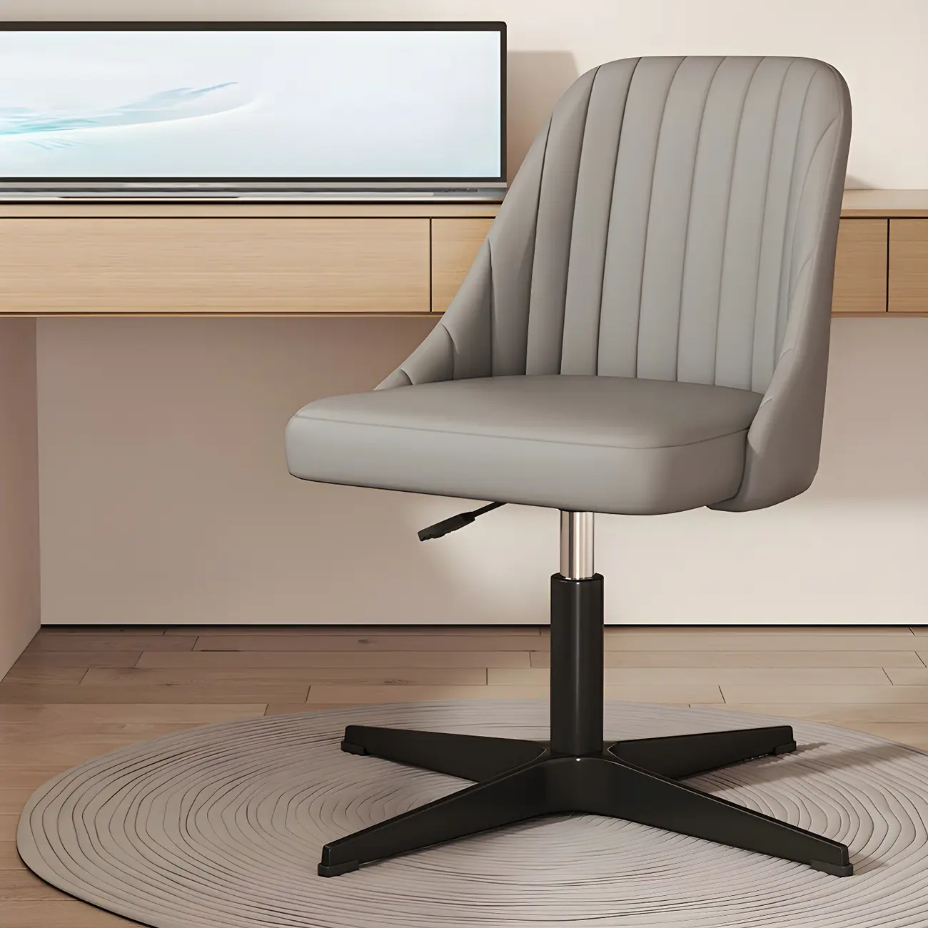 Modern Beige Adjustable Swivel Office Chair Image - 3 | homeyfad