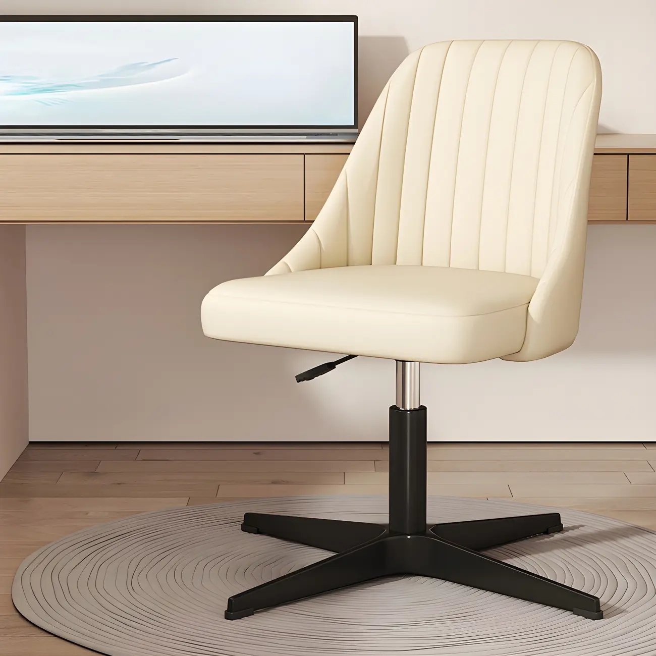Modern Beige Adjustable Swivel Office Chair Image - 5 | homeyfad