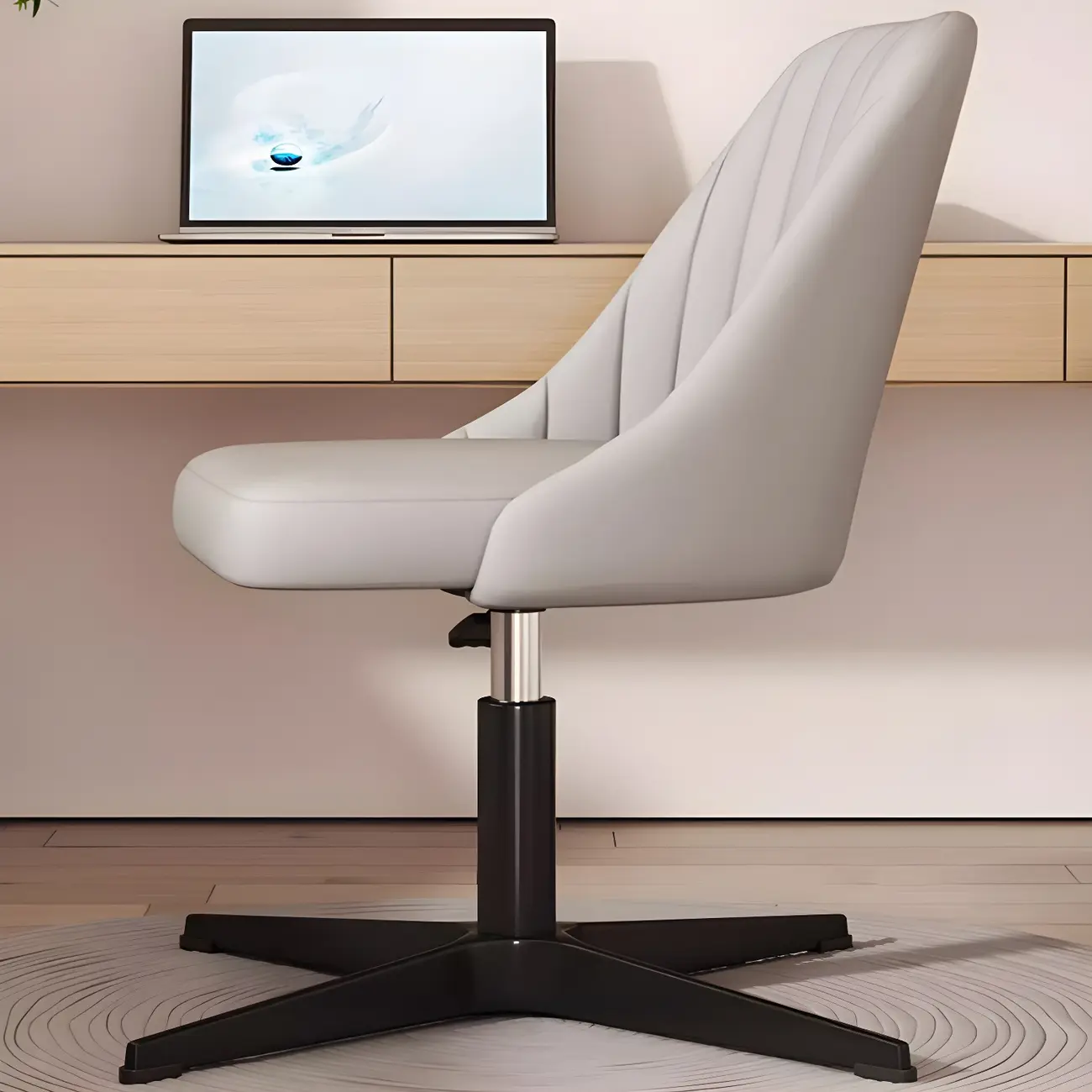 Modern Beige Adjustable Swivel Office Chair Image - 10 | homeyfad