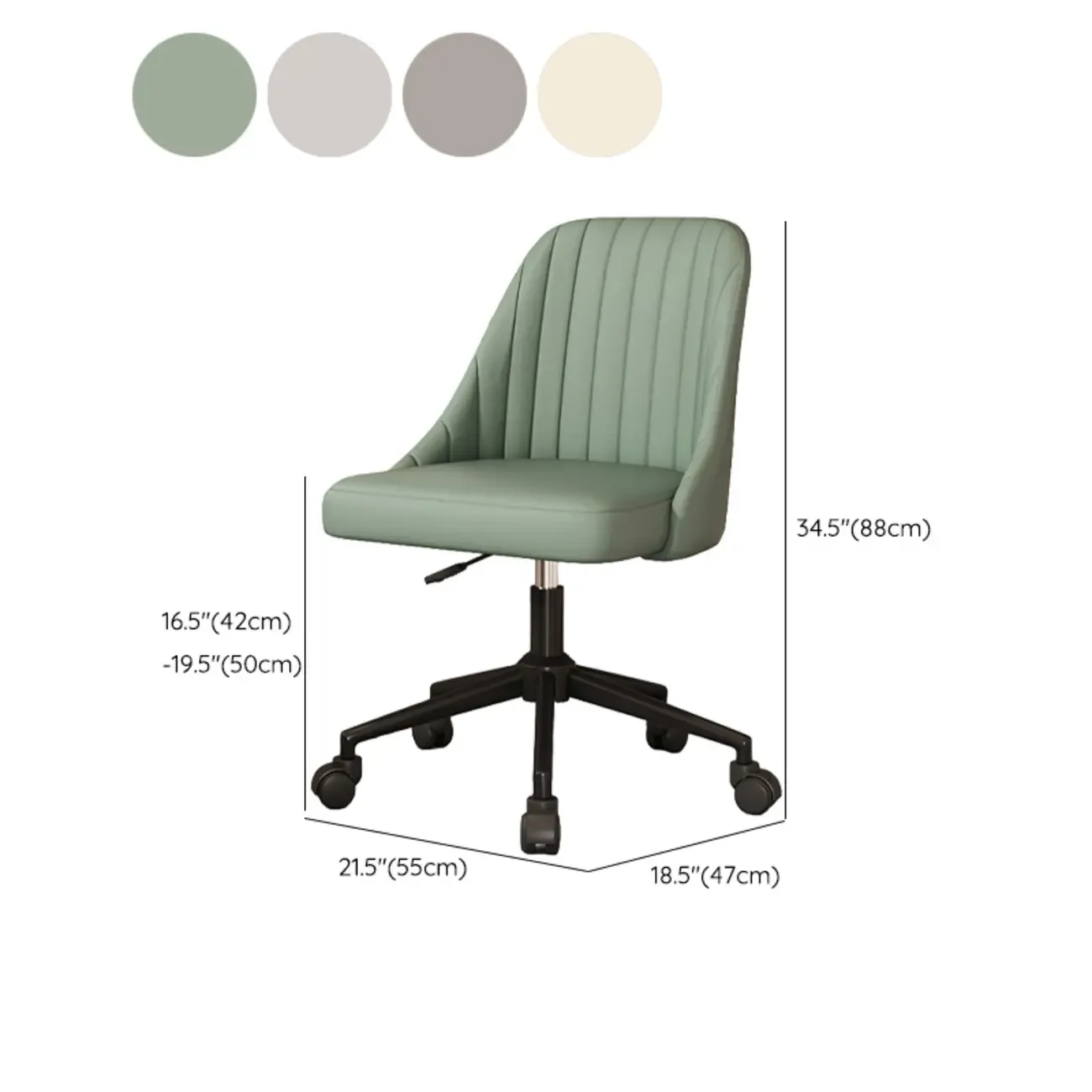 Modern Beige Adjustable Swivel Office Chair #size