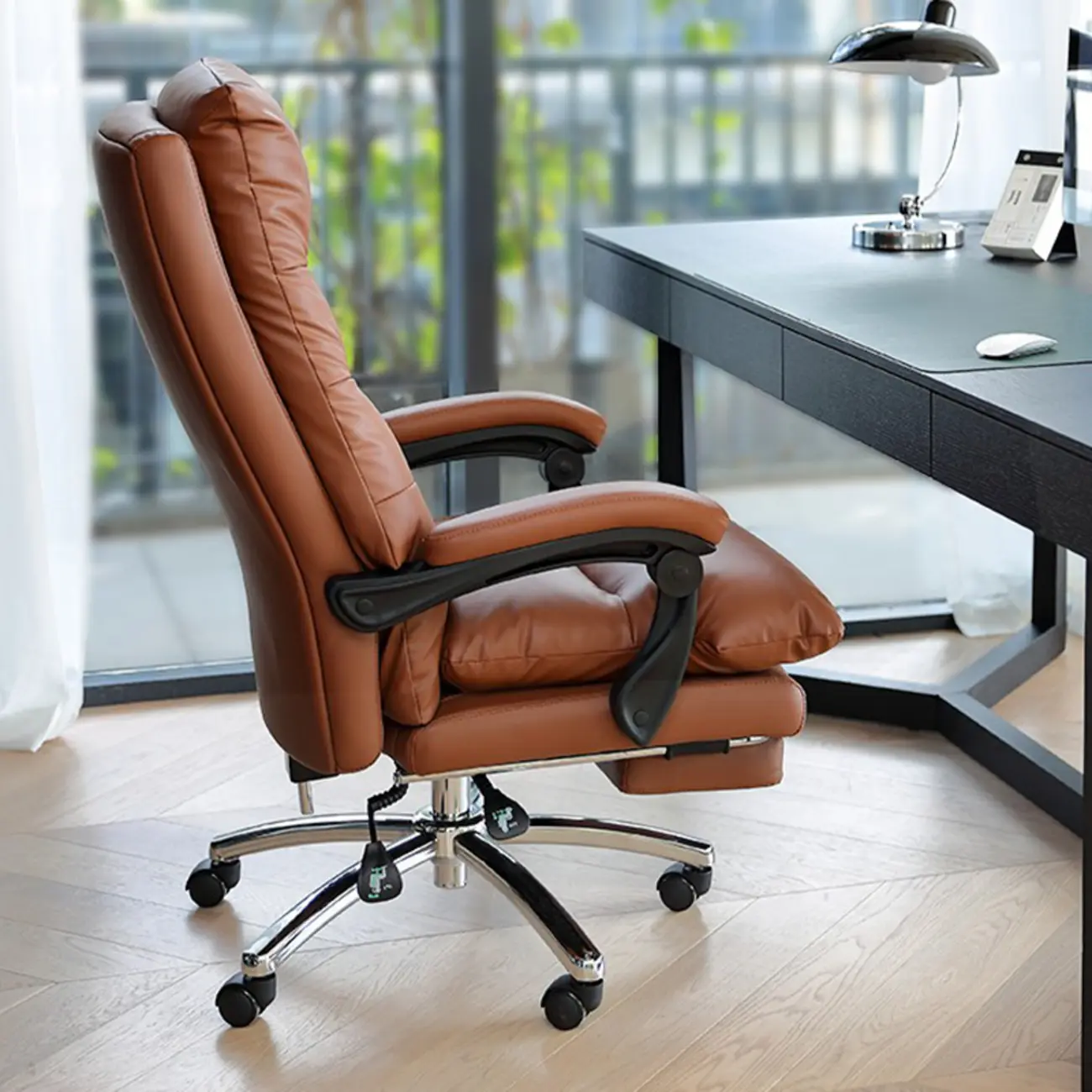 Upholstered Leather Recliner Adjustable Office Chair Image - 3 | homeyfad