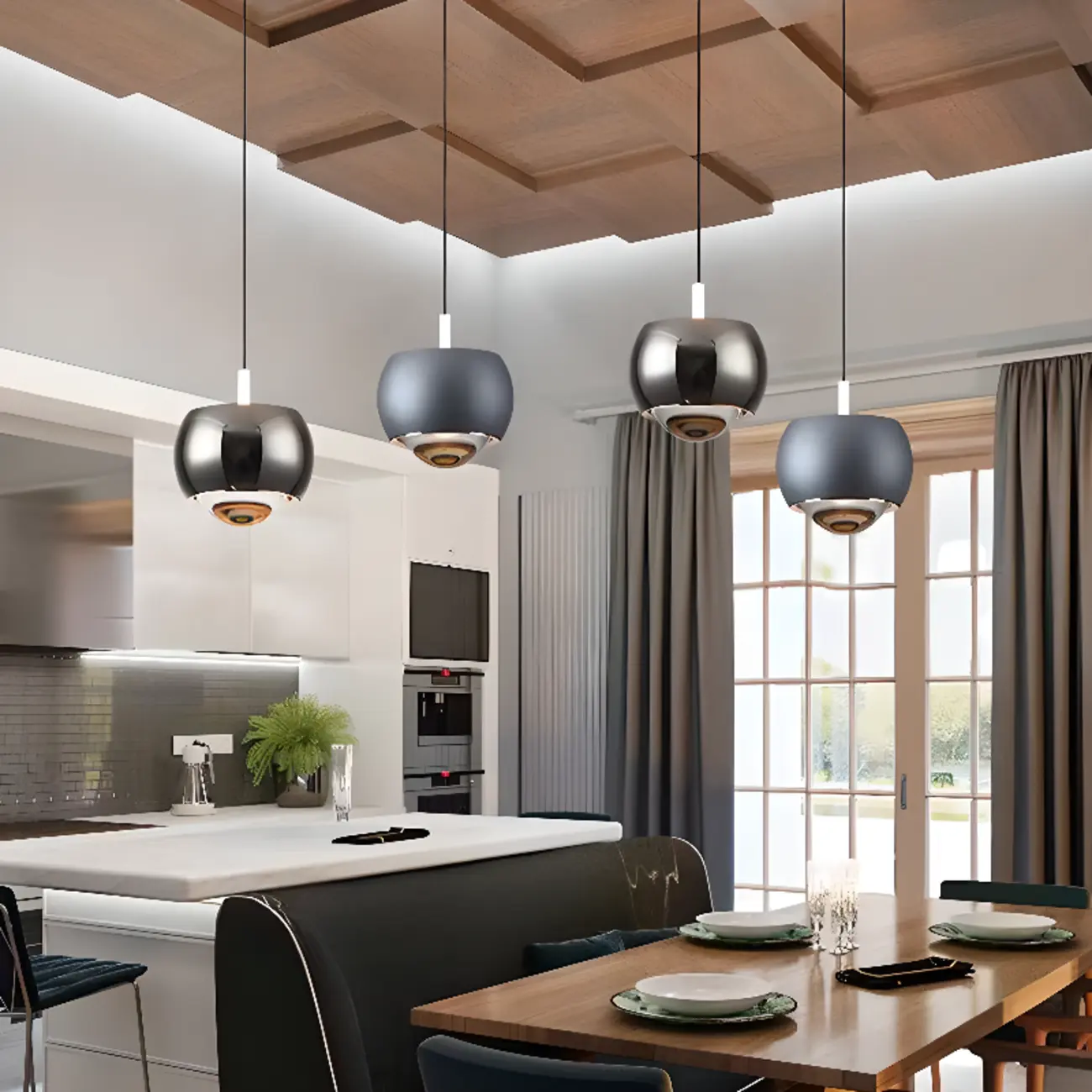Modern Metal Glass Adjustable Pendant Light for Kitchen Image - 5 | homeyfad