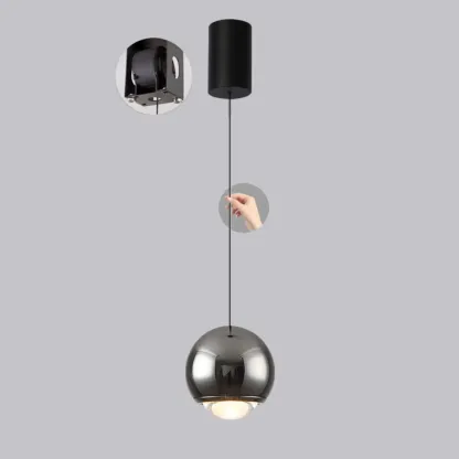 Modern Metal Glass Adjustable Pendant Light for Kitchen Image - 7