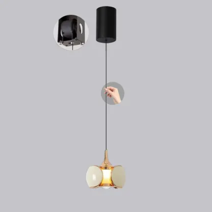 Modern Metal Glass Adjustable Pendant Light for Kitchen Image - 15