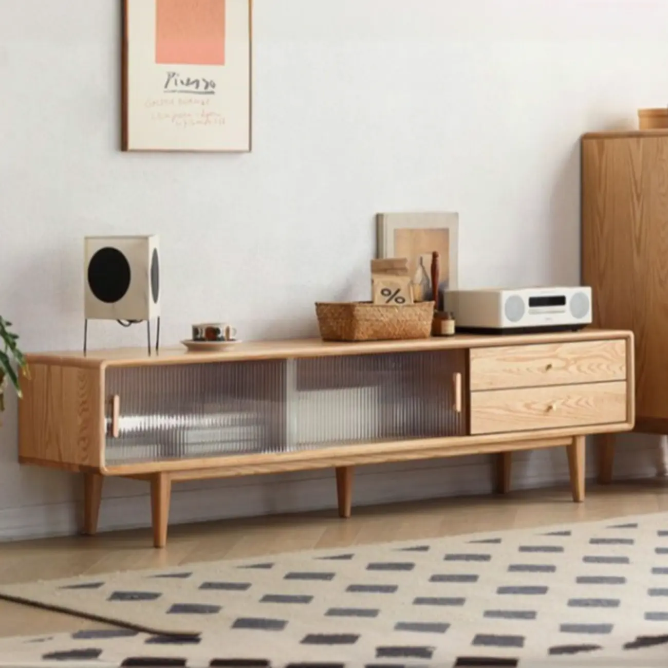 Modern Wooden TV Stand with Drawers and Cabinets Image - 6 | homeyfad