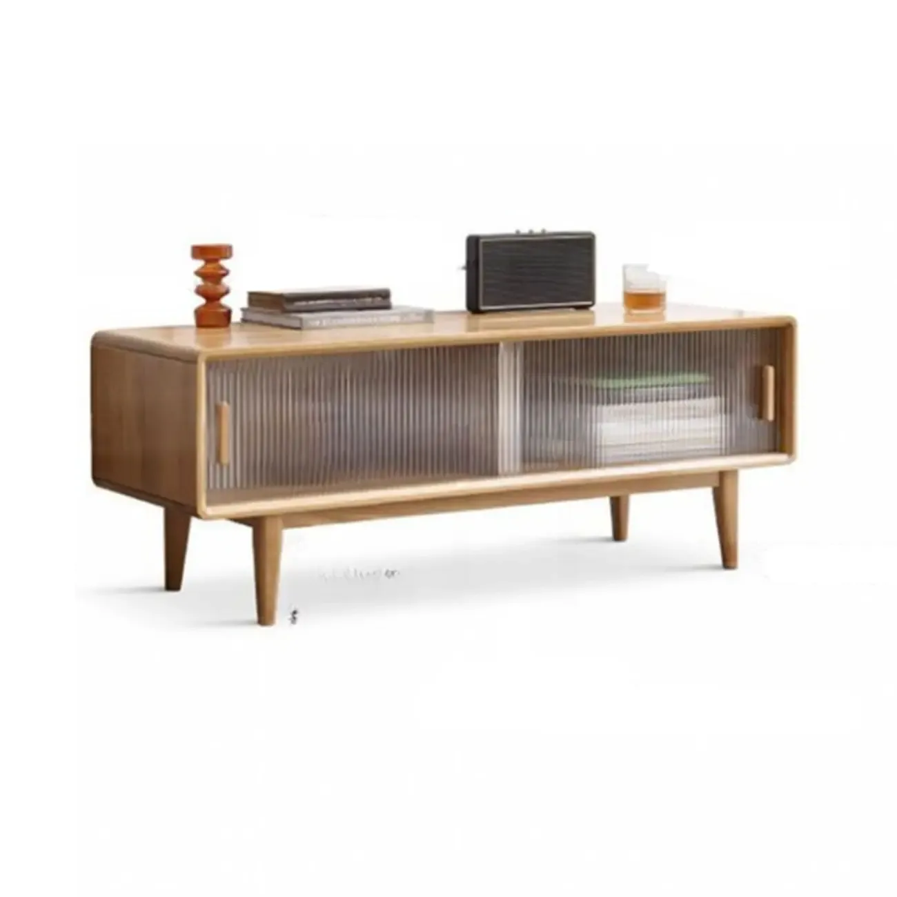 Modern Wooden TV Stand with Drawers and Cabinets Image - 9