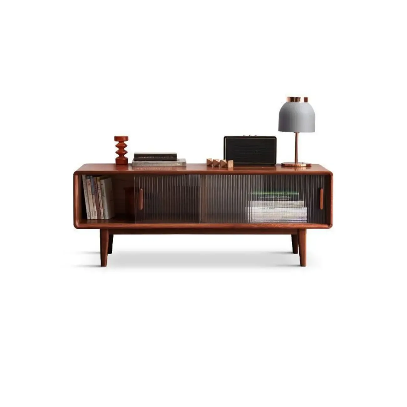 Modern Wooden TV Stand with Drawers and Cabinets Image - 11