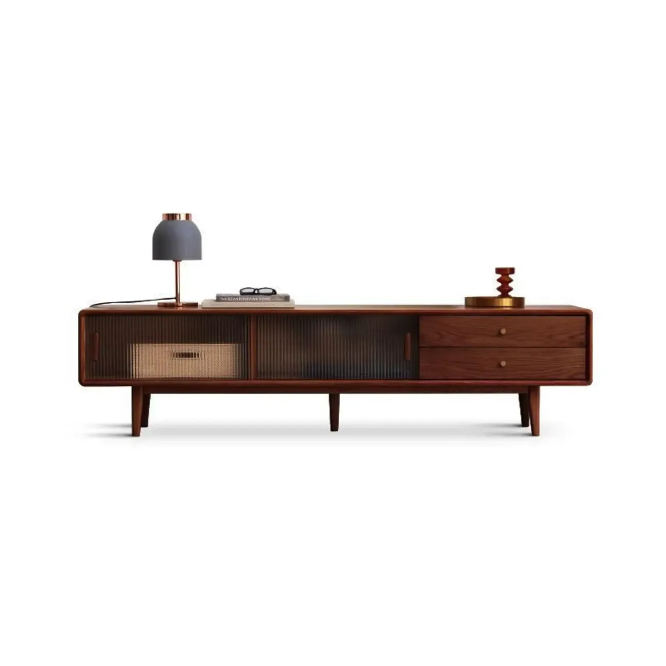 Modern Wooden TV Stand with Drawers and Cabinets Image - 13
