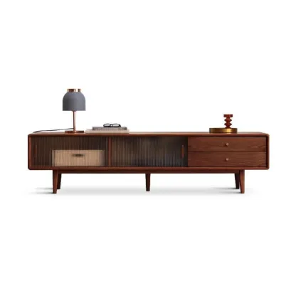 Modern Wooden TV Stand with Drawers and Cabinets Image - 16