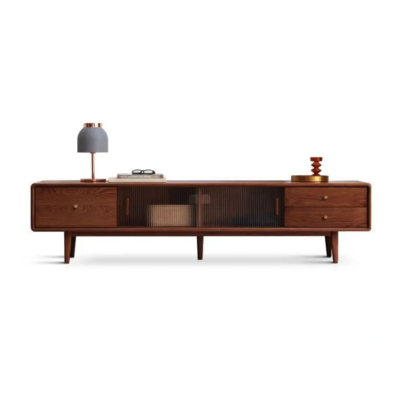 Modern Wooden TV Stand with Drawers and Cabinets Image - 18