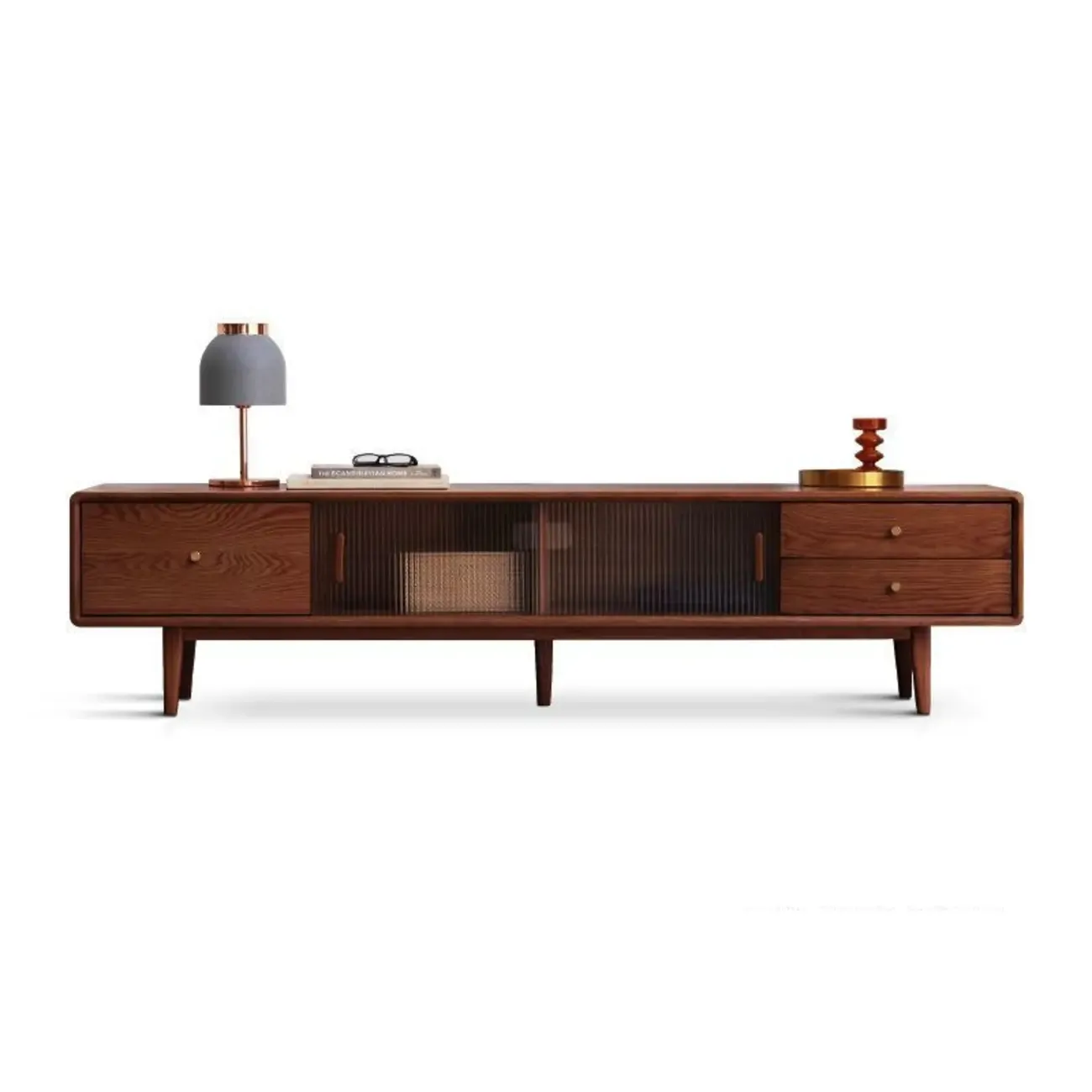 Modern Wooden TV Stand with Drawers and Cabinets Image - 19