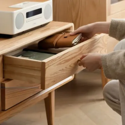 Modern Wooden TV Stand with Drawers and Cabinets Image - 21