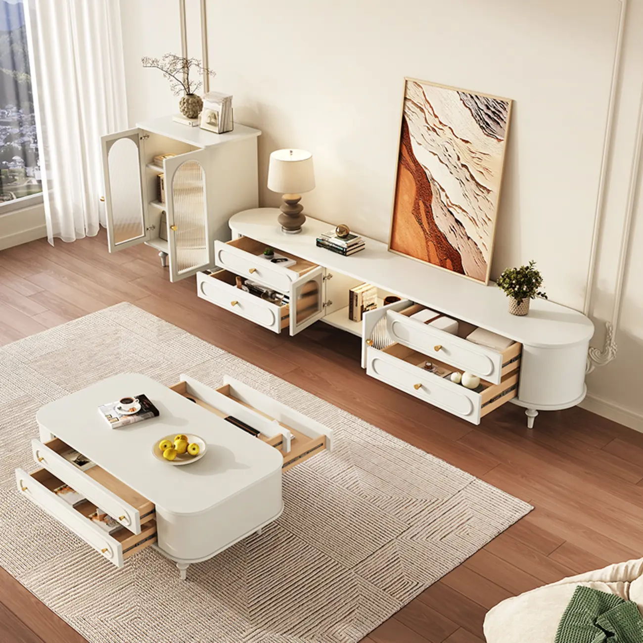 Wooden Scandinavian TV Stand with Cable Management | homeyfad