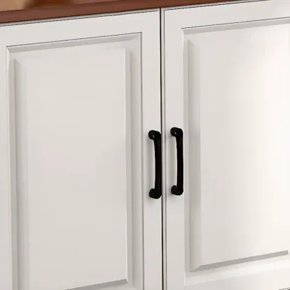 Modern White Wooden TV Stand with Storage and Cable Management