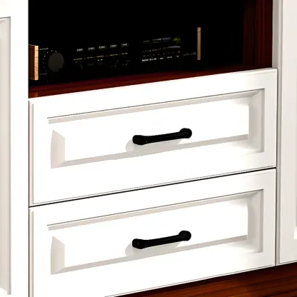 Modern White Wooden TV Stand with Storage and Cable Management