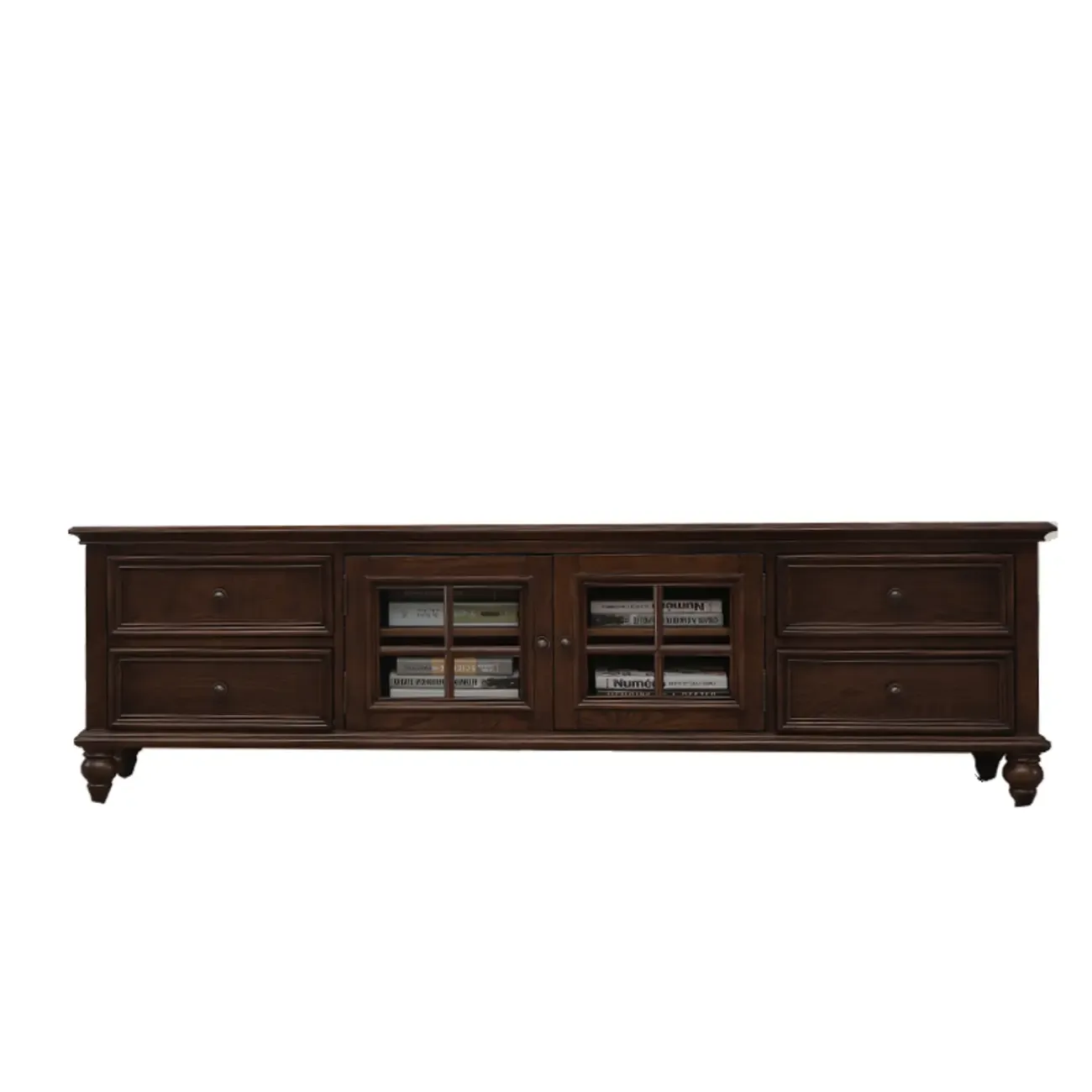 Sepia Shaker Mid-Century Modern TV Stand with Drawers Image - 7