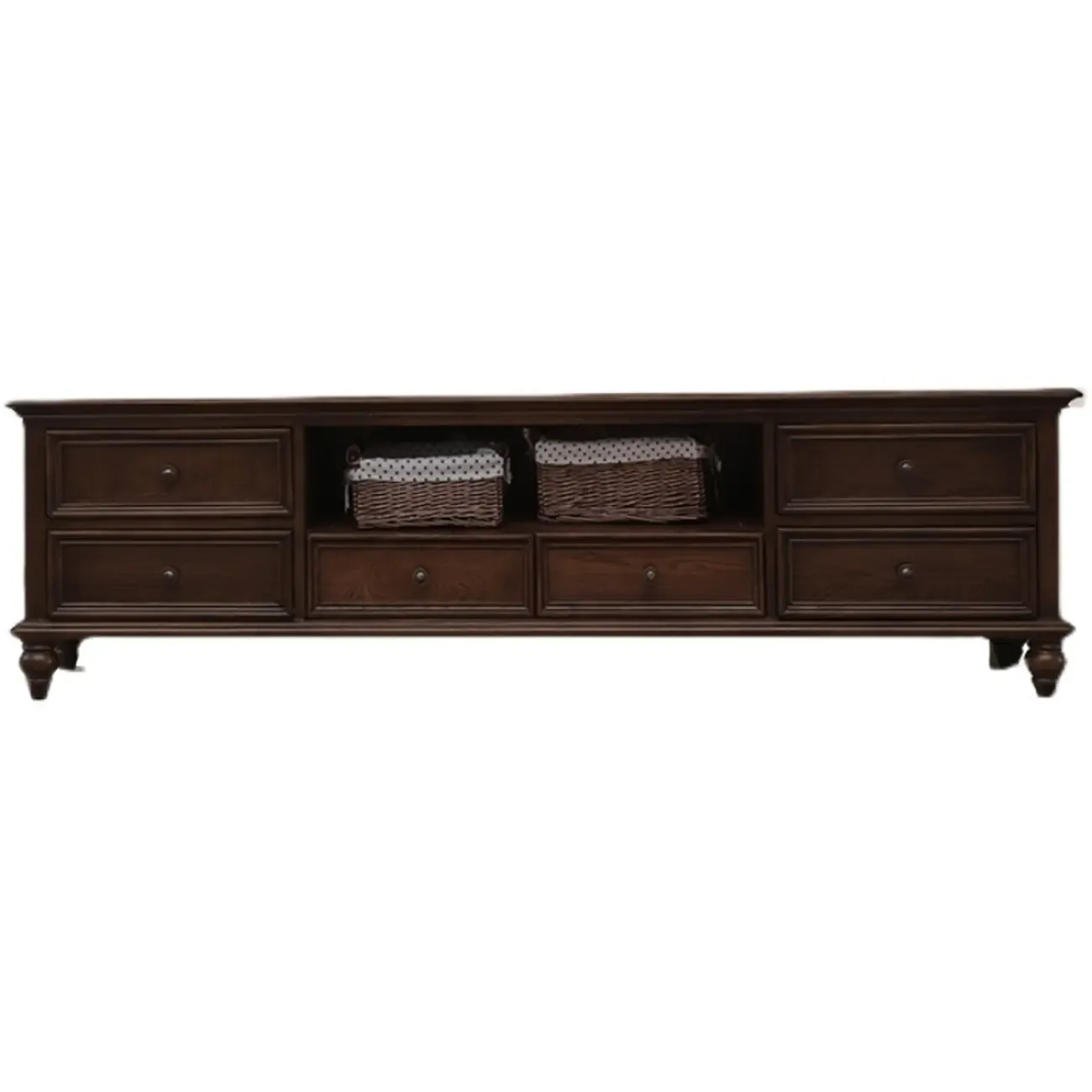 Sepia Shaker Mid-Century Modern TV Stand with Drawers Image - 9