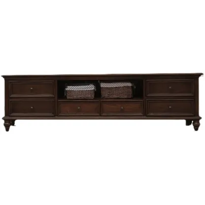 Sepia Shaker Mid-Century Modern TV Stand with Drawers Image - 9