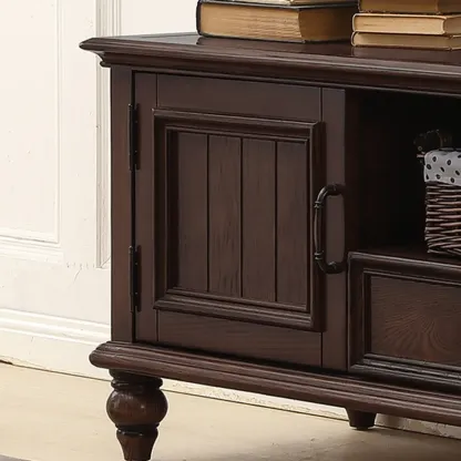 Sepia Shaker Mid-Century Modern TV Stand with Drawers Image - 4