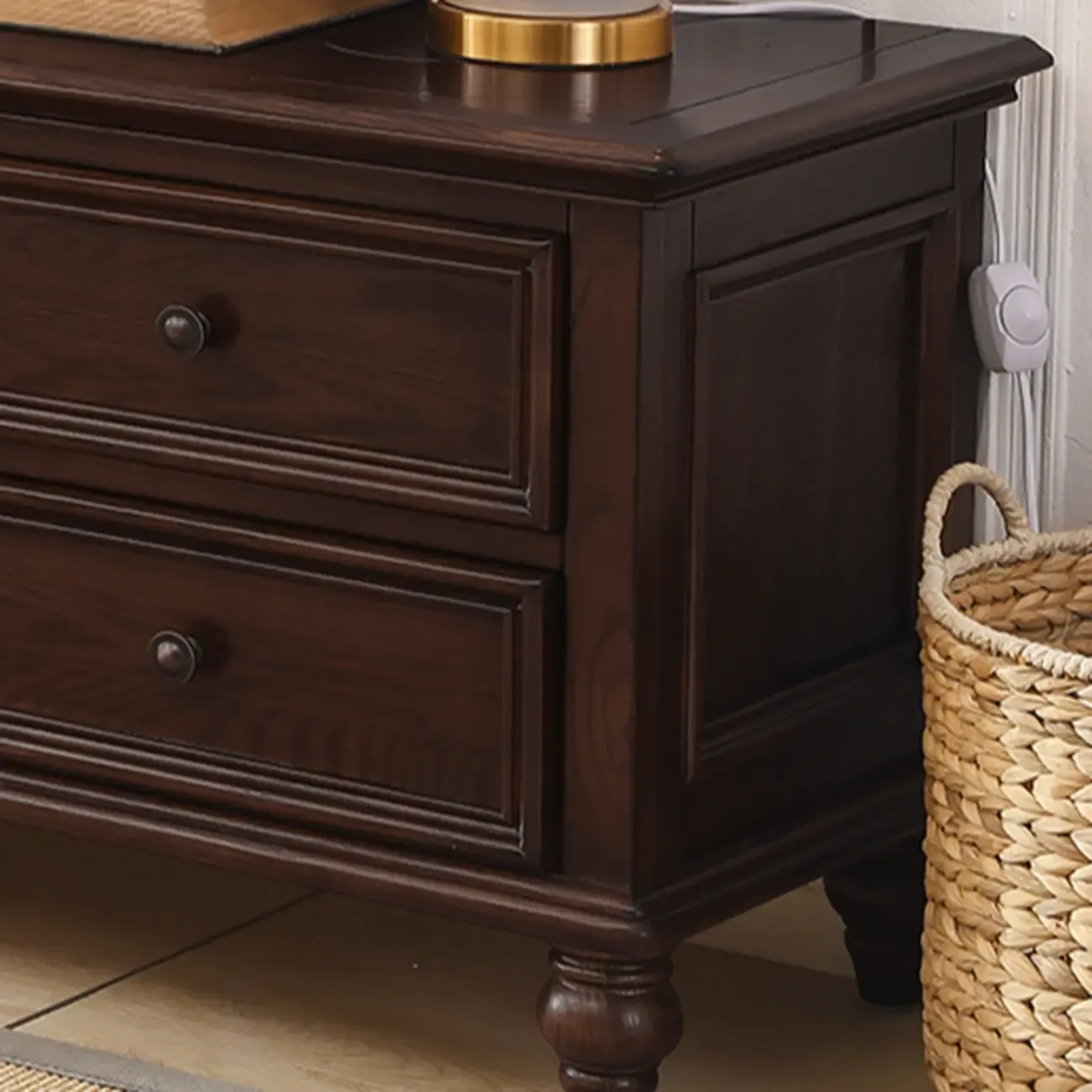 Sepia Shaker Mid-Century Modern TV Stand with Drawers Image - 3