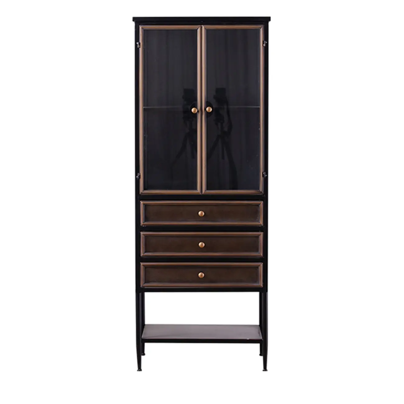 Vintage 3-Drawer Wood Freestanding Wine Cabinet with Doors Image - 11 | homeyfad