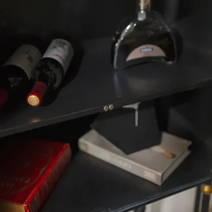 Vintage 3-Drawer Wood Freestanding Wine Cabinet with Doors Image - 10