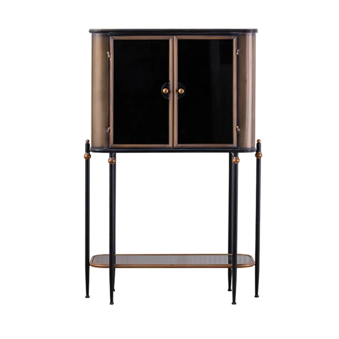 Vintage 3-Drawer Wood Freestanding Wine Cabinet with Doors Image - 14