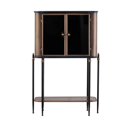 Vintage 3-Drawer Wood Freestanding Wine Cabinet with Doors Image - 14