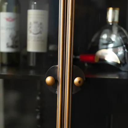 Vintage 3-Drawer Wood Freestanding Wine Cabinet with Doors Image - 8