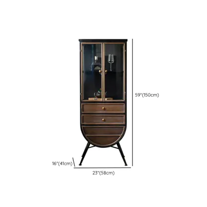 Vintage 3-Drawer Wood Freestanding Wine Cabinet with Doors #size