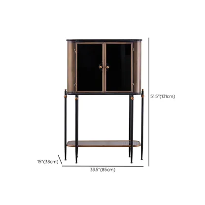 Vintage 3-Drawer Wood Freestanding Wine Cabinet with Doors Image - 20