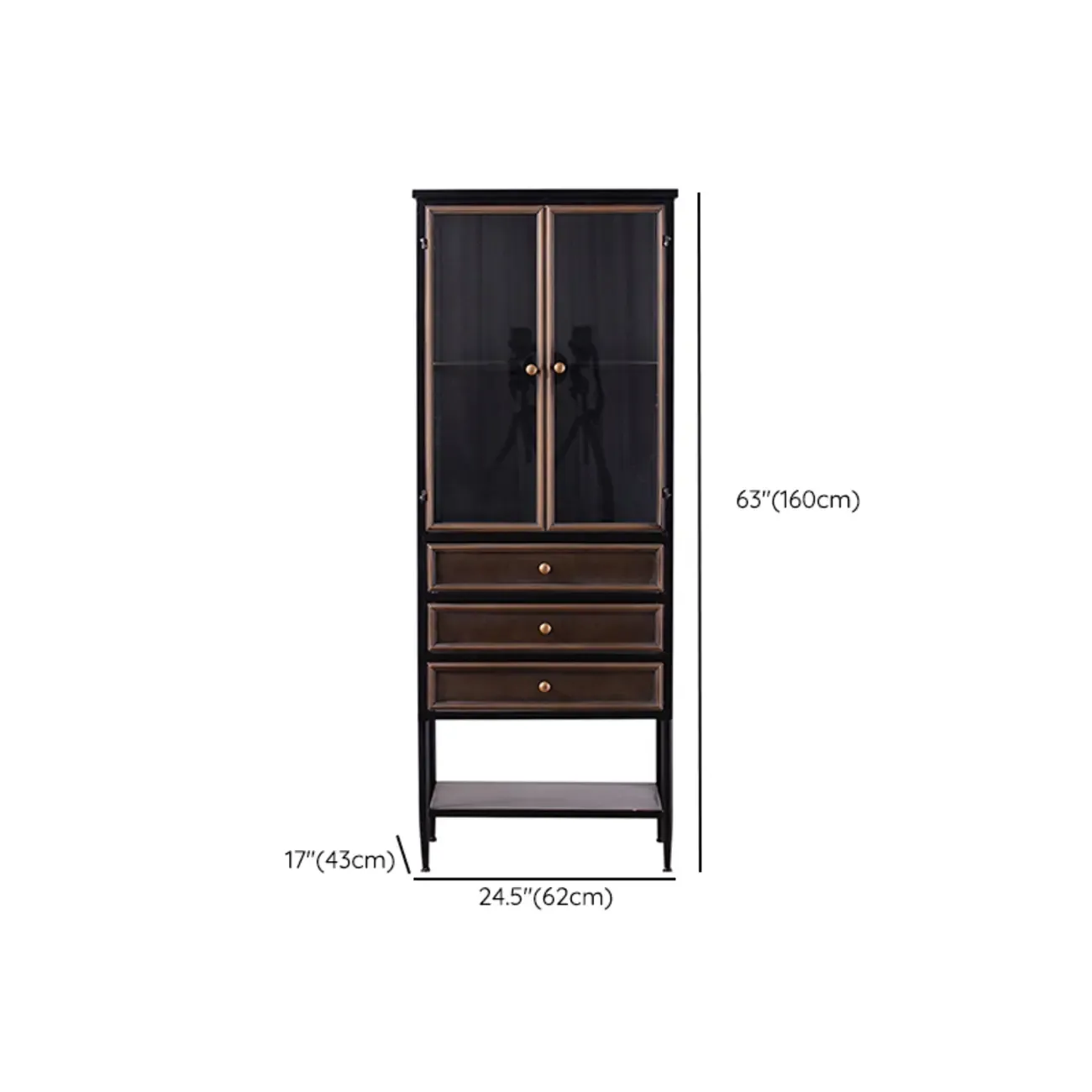 Vintage 3-Drawer Wood Freestanding Wine Cabinet with Doors Image - 21