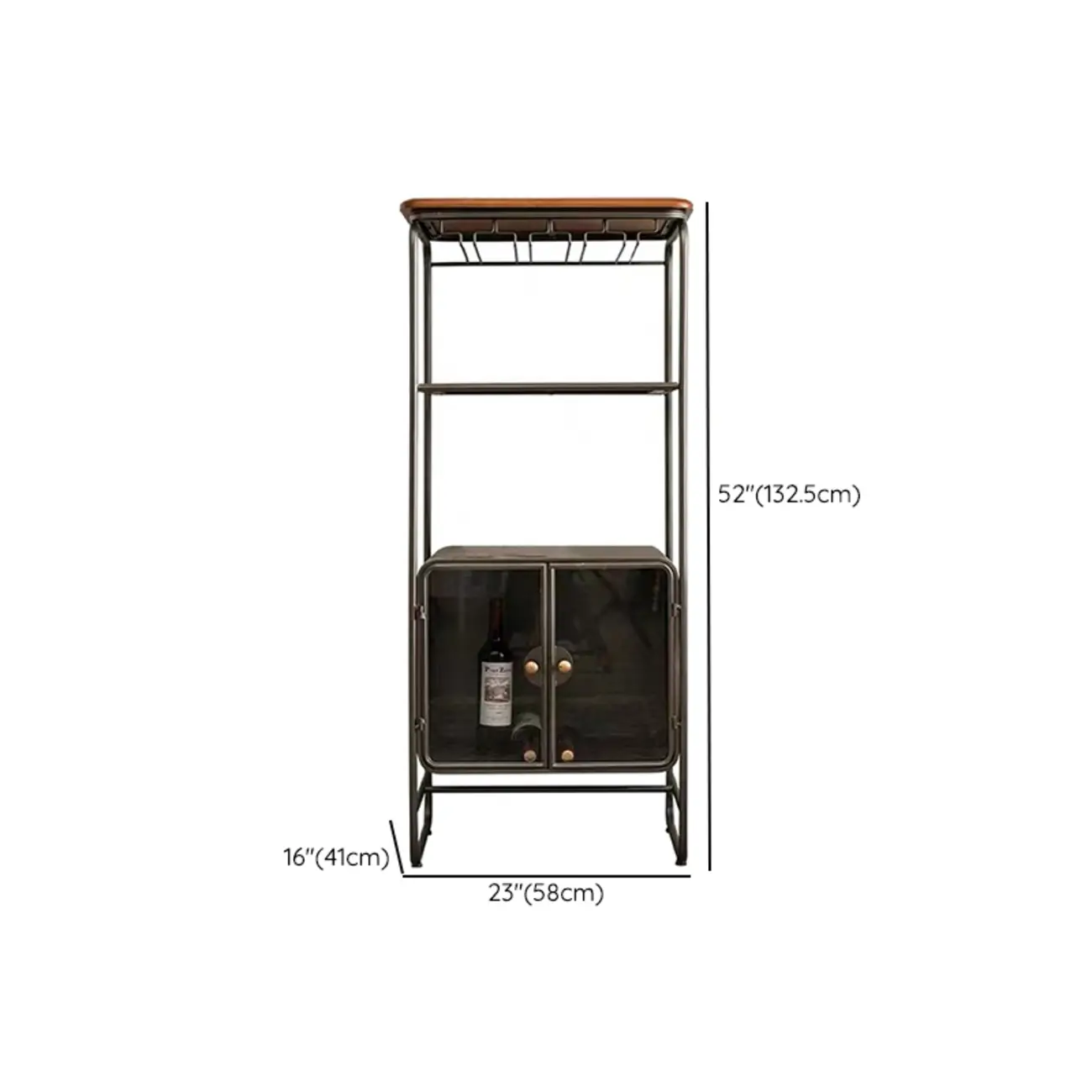 Vintage 3-Drawer Wood Freestanding Wine Cabinet with Doors Image - 22 | homeyfad