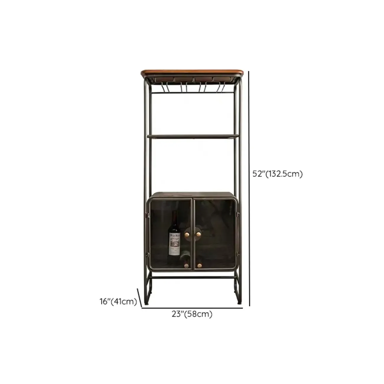 Vintage 3-Drawer Wood Freestanding Wine Cabinet with Doors Image - 22