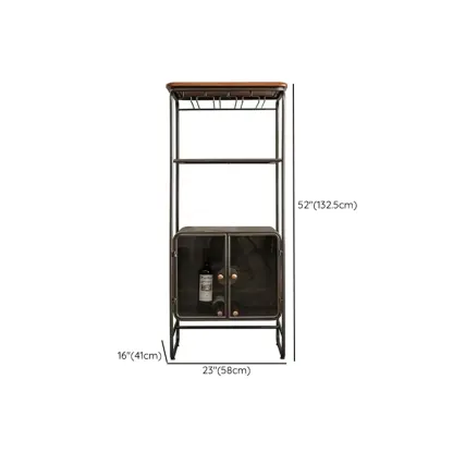 Vintage 3-Drawer Wood Freestanding Wine Cabinet with Doors Image - 22