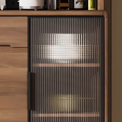 Kitchen Brown Wooden Hutch Top Sideboards with Pegboard Back Image - 12