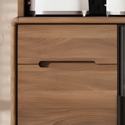 Kitchen Brown Wooden Hutch Top Sideboards with Pegboard Back Image - 14