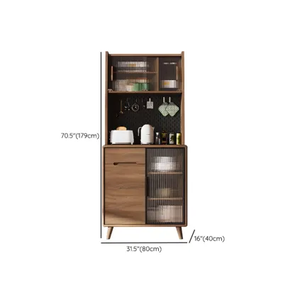 Kitchen Brown Wooden Hutch Top Sideboards with Pegboard Back #size