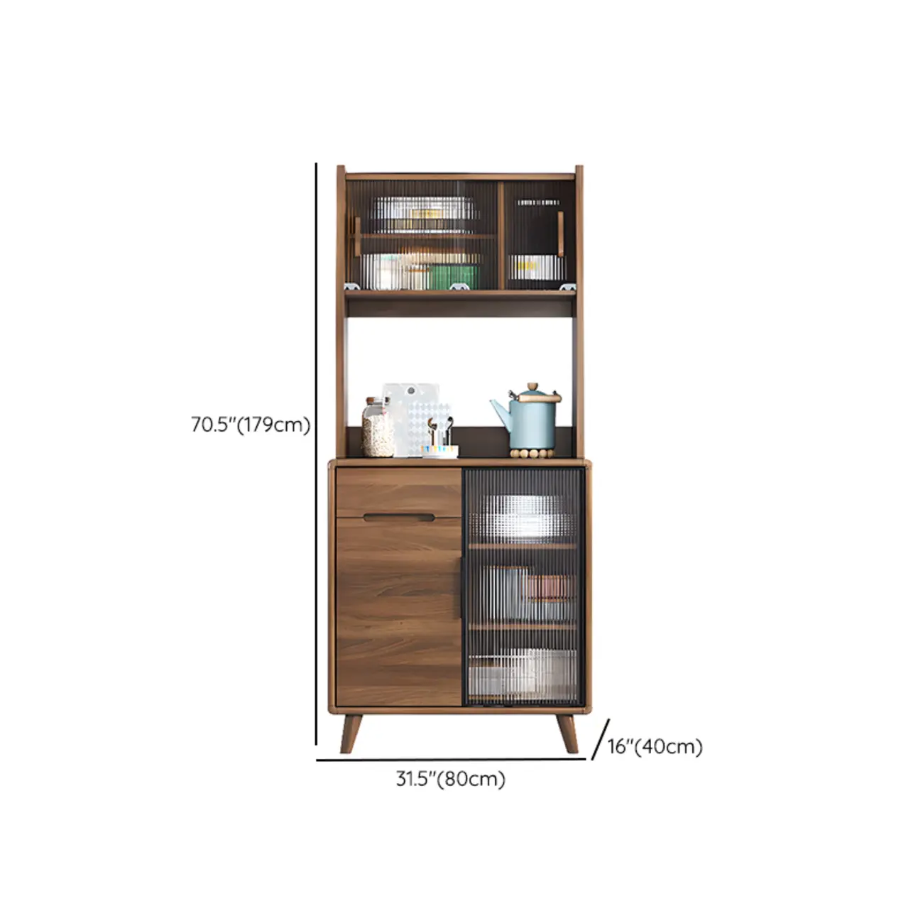 Kitchen Brown Wooden Hutch Top Sideboards with Pegboard Back Image - 23 | homeyfad