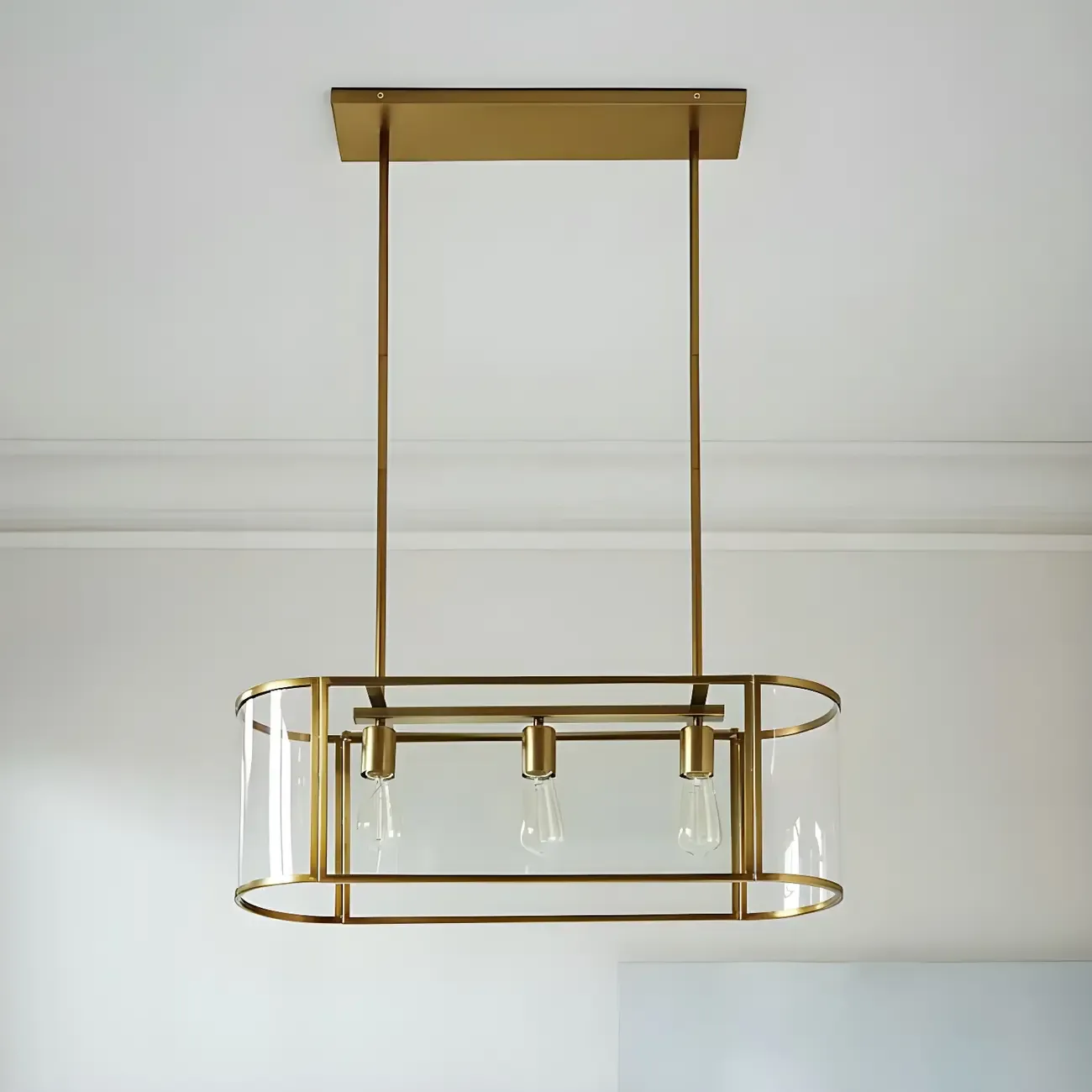 3-Light Modish Modern Gold Glass Pendant Light Image - 1