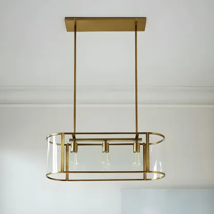 3-Light Modish Modern Gold Glass Pendant Light Image - 1