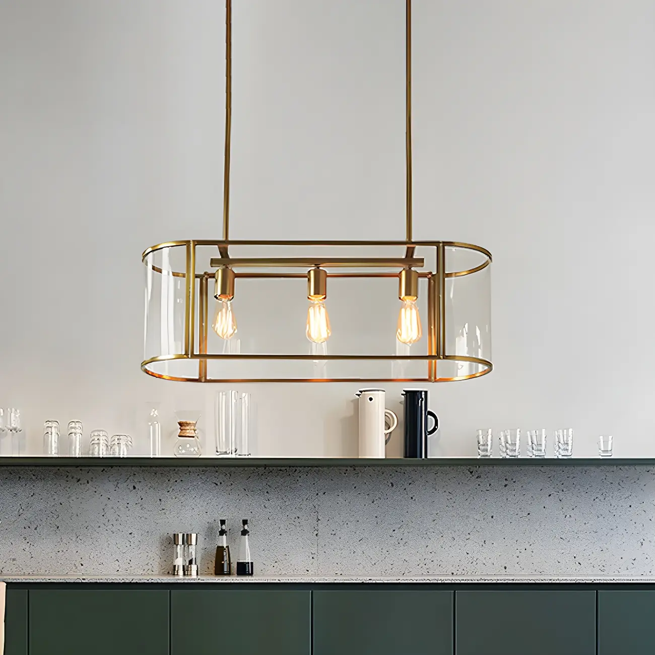 3-Light Modish Modern Gold Glass Pendant Light Image - 2 | homeyfad