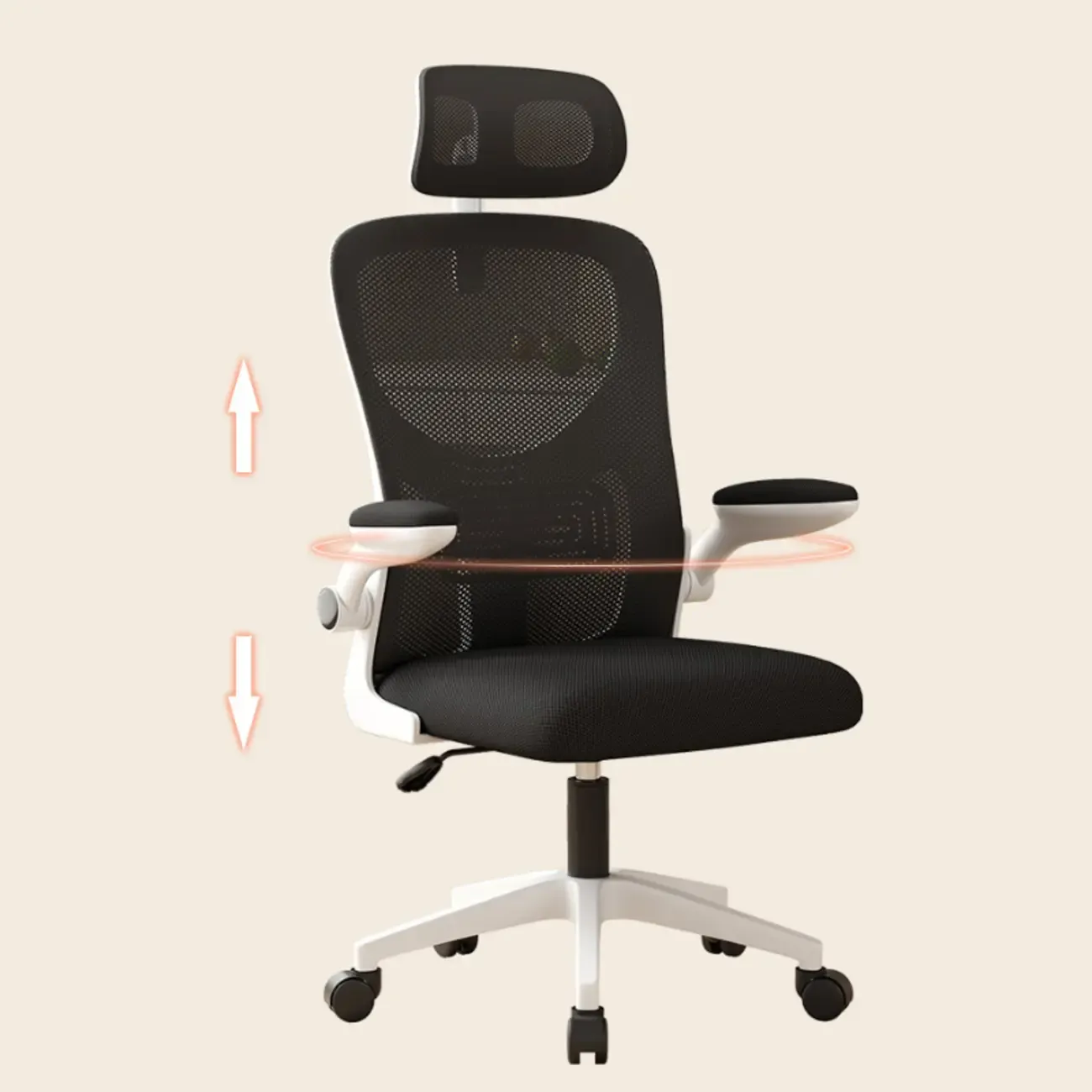Ergonomic Black White Mesh Adjustable Office Chair Image - 6